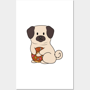 Chocolate Doughnut Pug Posters and Art